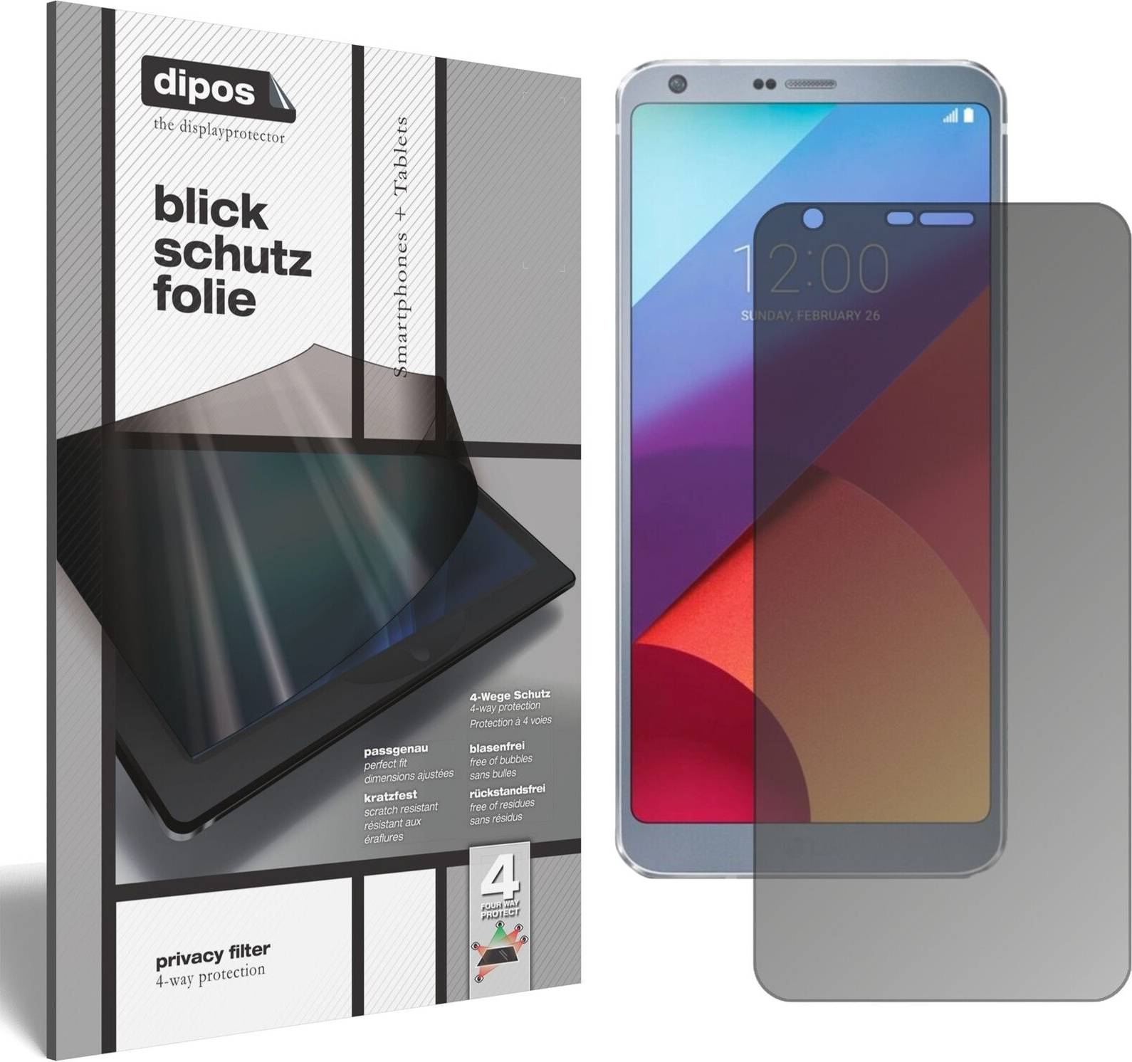 Dipos LG G6 Plus 4-Way Privacy Filter Screen Protector
