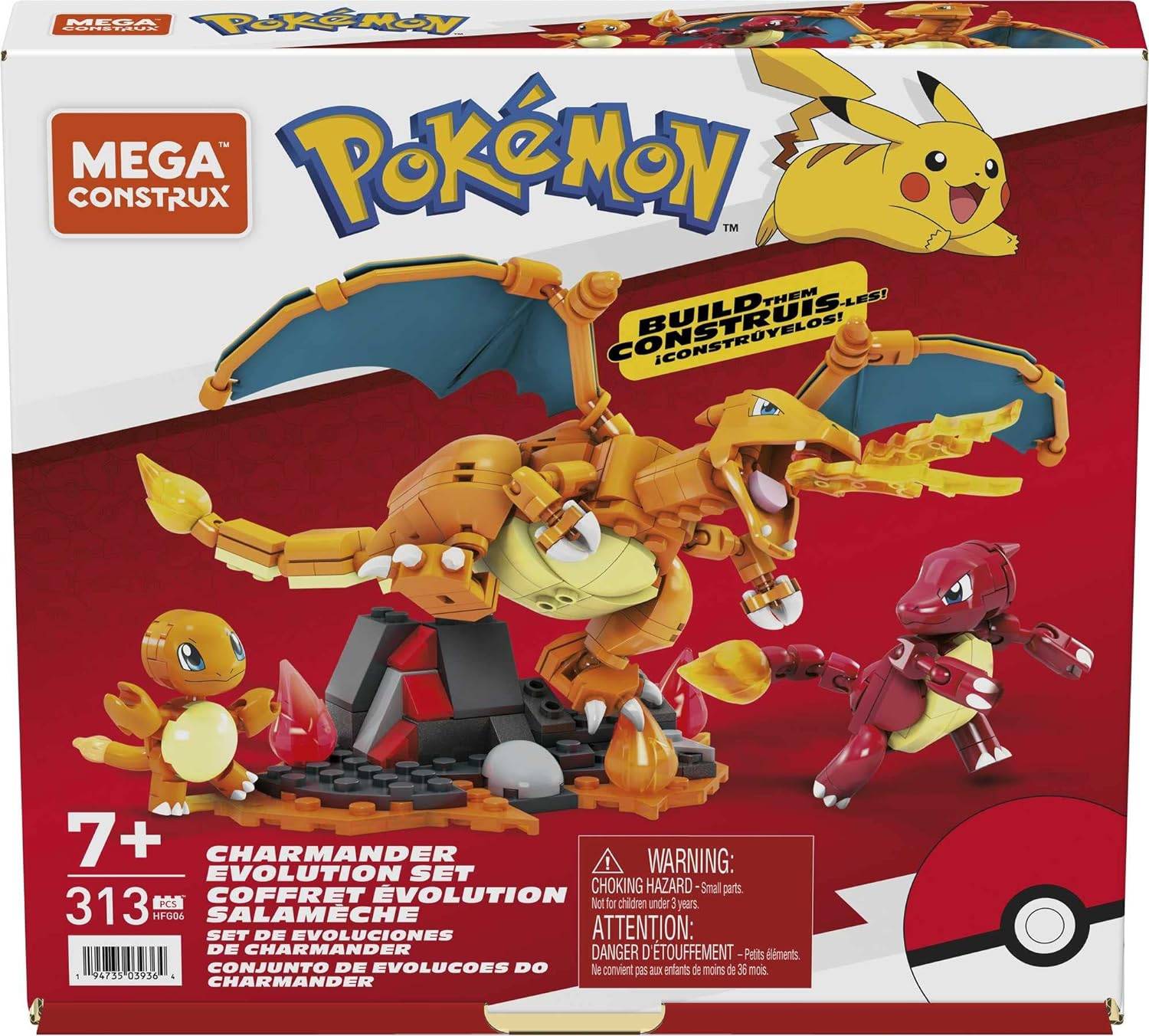 Mega Construx Pokemon Charmander Evolution Set
