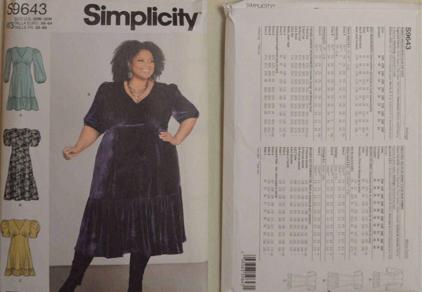 Simplicity Paper Sewing Pattern 9643