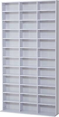 Homcom DVD Media Storage Display Racks Wooden Frame White Book Shelf
