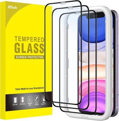 JeTech Full Coverage Screen Protector iPhone 11 XR 6.1 Inch 3-Pack