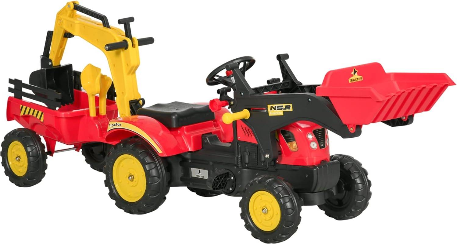 Ride on tractor Homcom Ride On Excavator Tractor with Moving Bucket