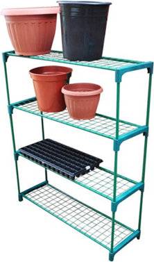 Indoor greenhouse B&Q 4 Tier Plant Decor Rack - Multi Purpose Greenhouse Rack - Stainless Steel - One Size