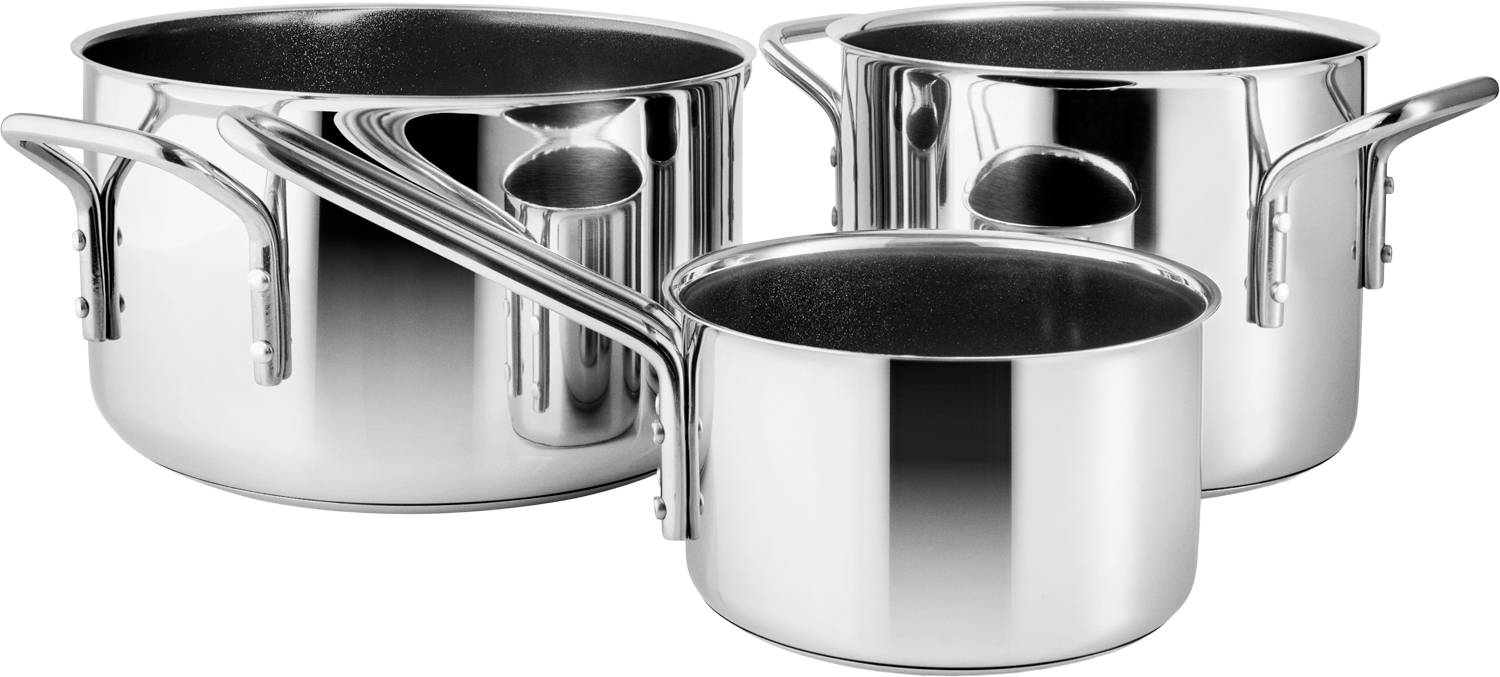 Stainless Steel Cookware Set 3 Pcs Ceramic Slip-Let