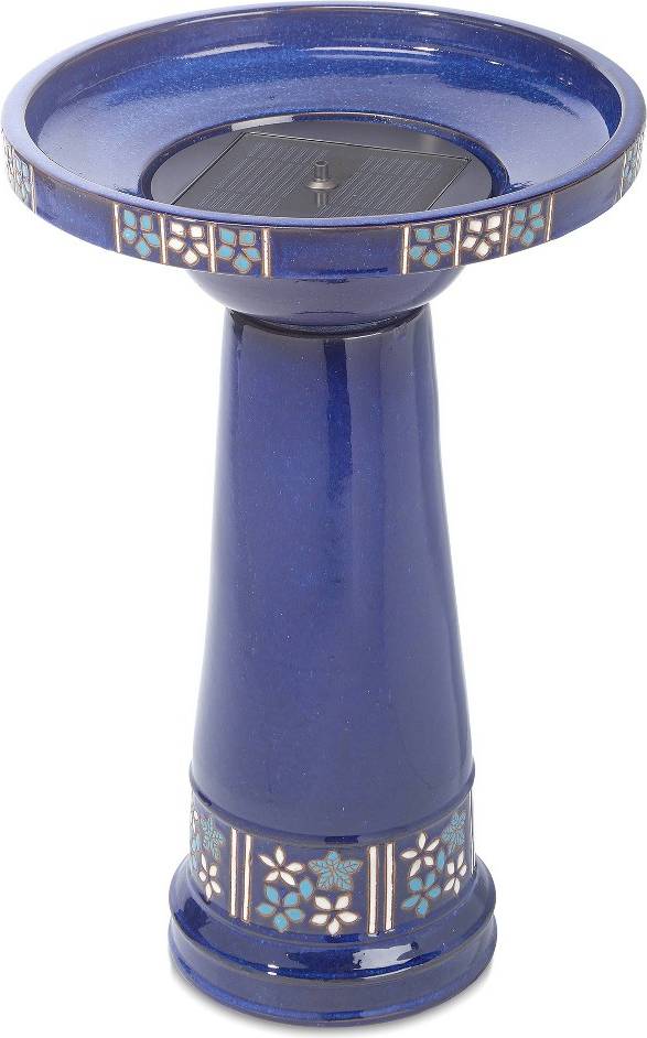 Smart-Solar Ceramic Birdbath with Remote
