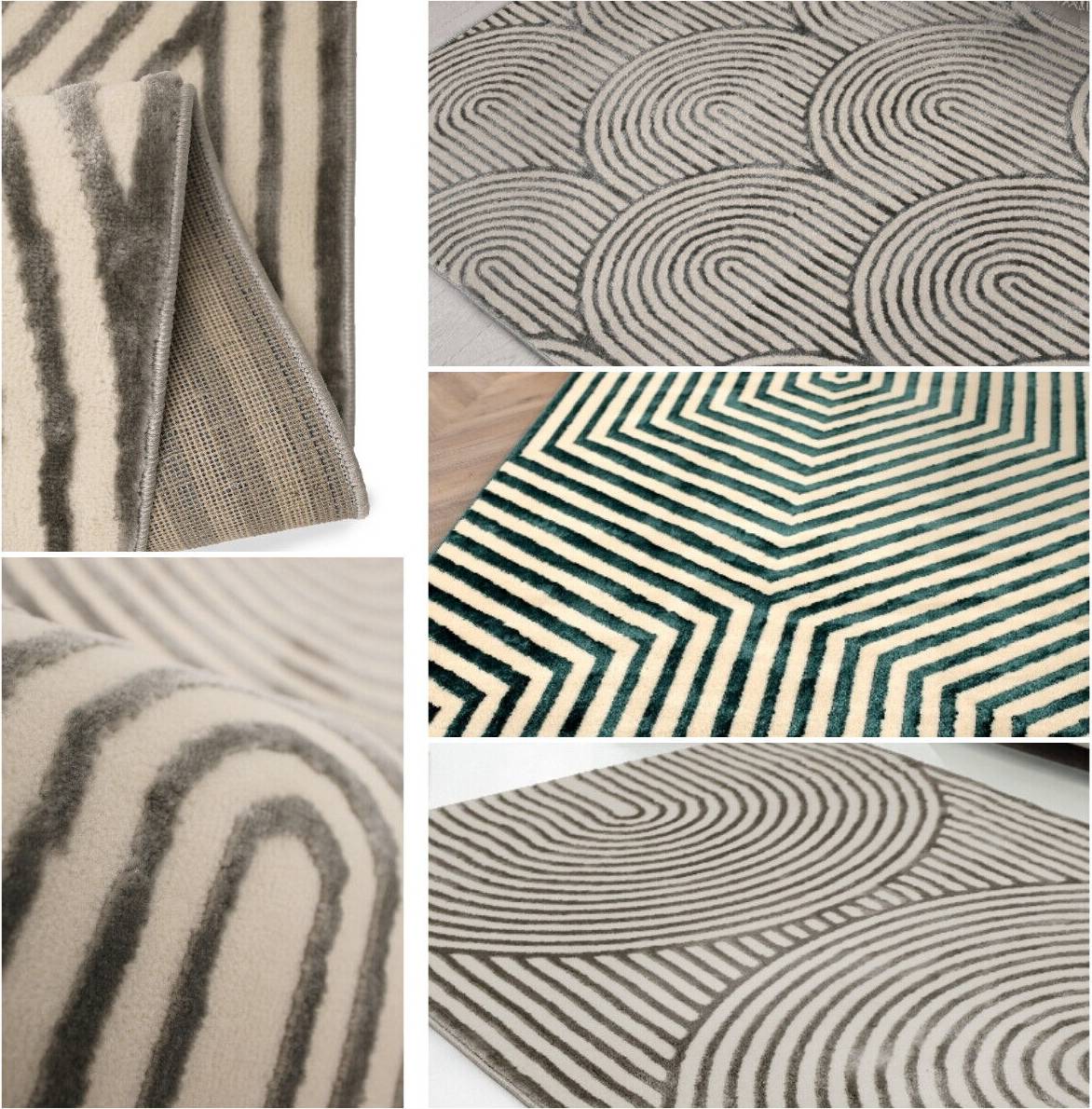 Melrose Large Living Room Rugs Grey Blue Geometric Rug Beige