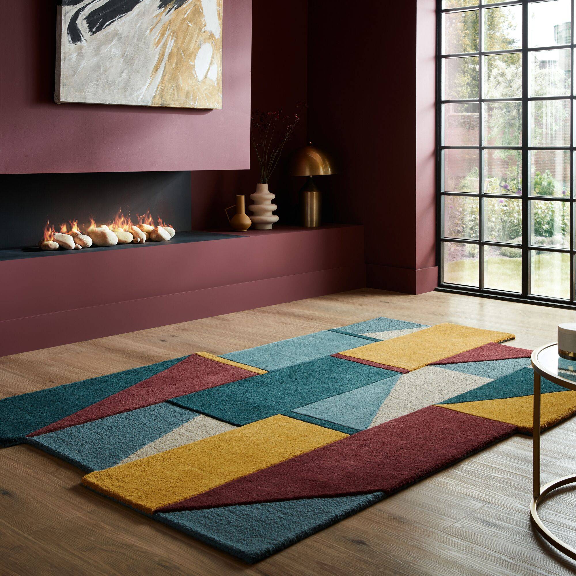 Flair Shuffle Shaped Wool Rug - MultiColoured