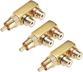 Uxcell Rca Male To 2 Rca Female Stereo Av Tv Splitter Coupler 3pcs