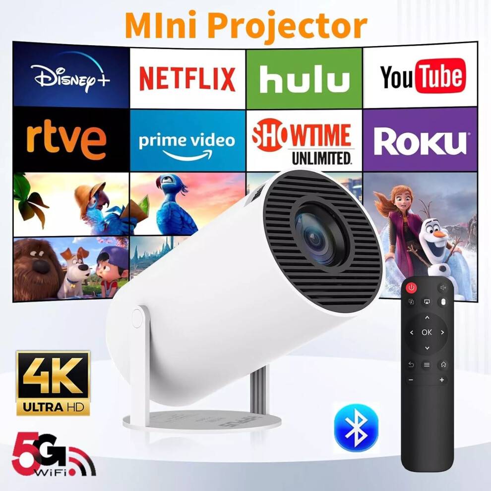 STOYOTU 5G 4K Projector HD LED Smart WiFi Bluetooth Android