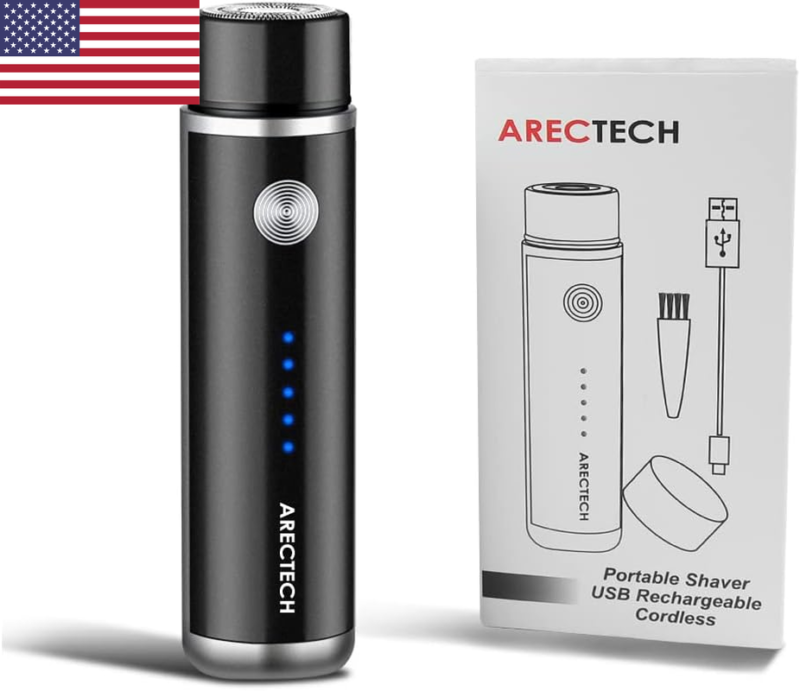 Electric shaver for men Electric Mini Pocket Razor for Men, USB Rechargeable, LED Indicator - Black
