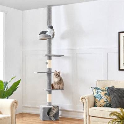 Floor-To-Ceiling Cat Tree With Perches And Scratching Posts - One Size