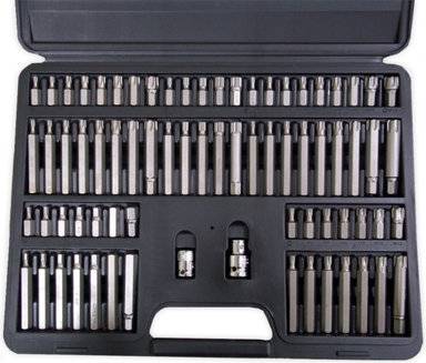 Autojack 74 Pc Torx Star & Spline 3/8 1/2 Inch Long & Short Allen Key Socket Bit