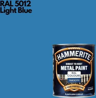 Hammerite Smooth Direct To Rust 750 ml Ral 5012 Metal Paint 0.75L