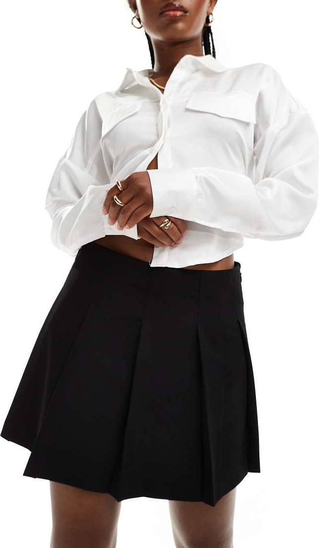 Elegante Geplooide Mini Rok - Zwart