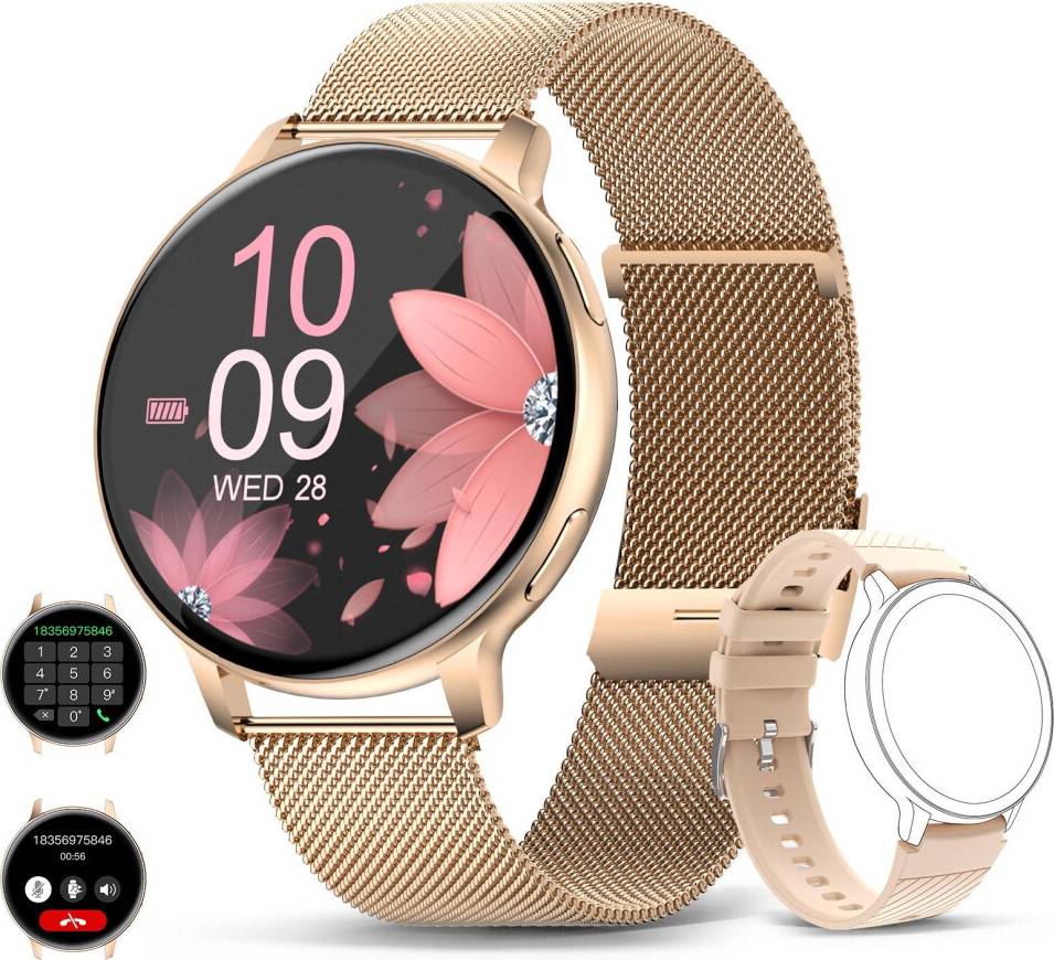 CHRONUS BOUTIQUE Smartwatch 1.39 Inches 120 Sports Modes Heart Rate Monitor SpO2, Sleep Monitor Calorie Pedometer IP68 for iOS Android Rose