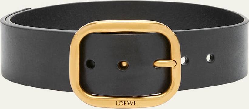 Loewe Leather Rounded Rectangle Belt - Black