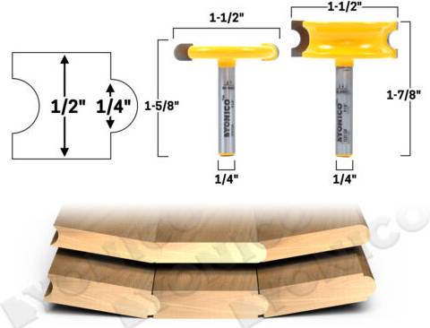Router bit set Yonico 13201Q 1/4-Inch Bead 2 Bit Canoe Joint Router Bit Set