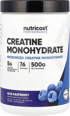 Nutricost Creatine Monohydrate Powder Blue Raspberry 500g