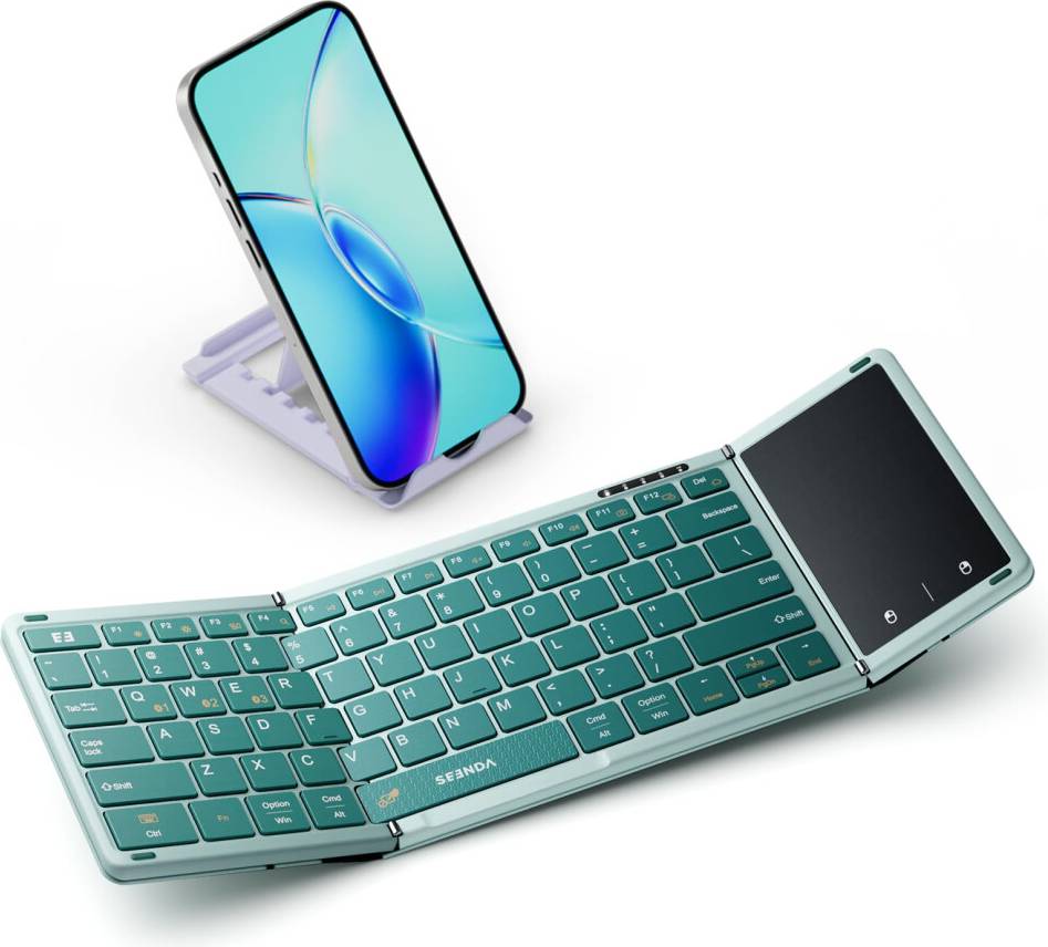 Foldable Bluetooth Keyboard With Touchpad, Rechargeable Wireless Mini Keyboard