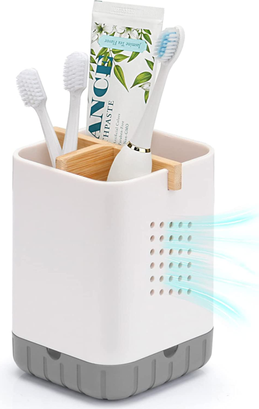 Toothbrush And Toothpaste Holder With Bamboo Divider 7.7 Inches