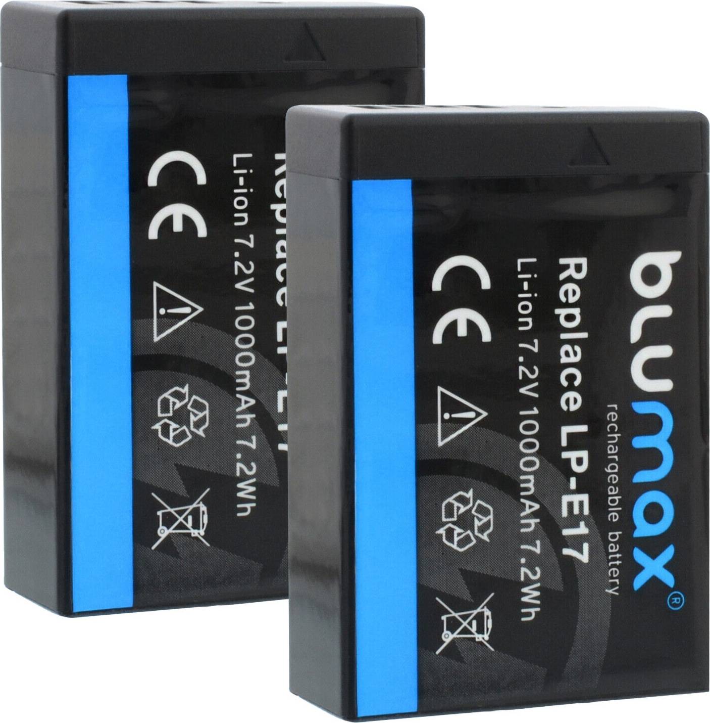 Eos r10 BluMax Akku 1000 mAh 2x Canon Lp-E17 Eos Rp M3 M6 750d 760d R8 R10 R50
