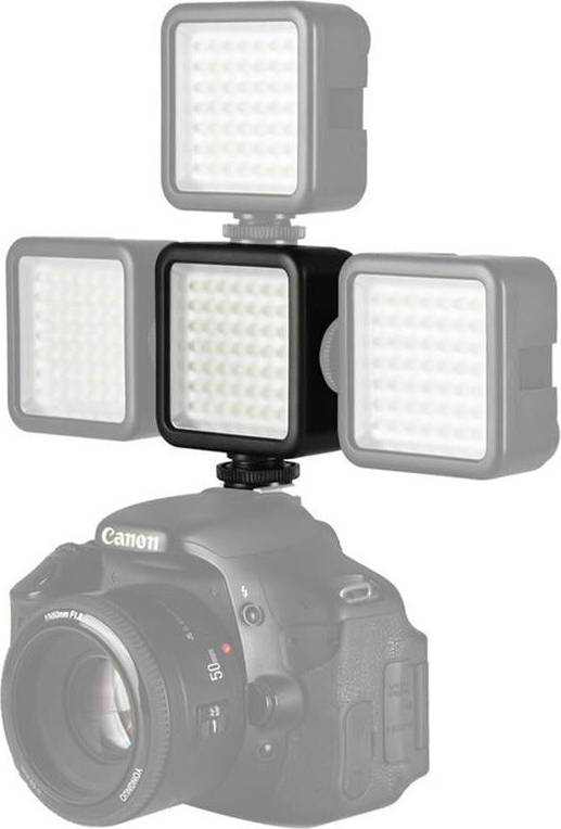 Mini Camera LED Video Light Interlock with 3 Hot Shoe Mount