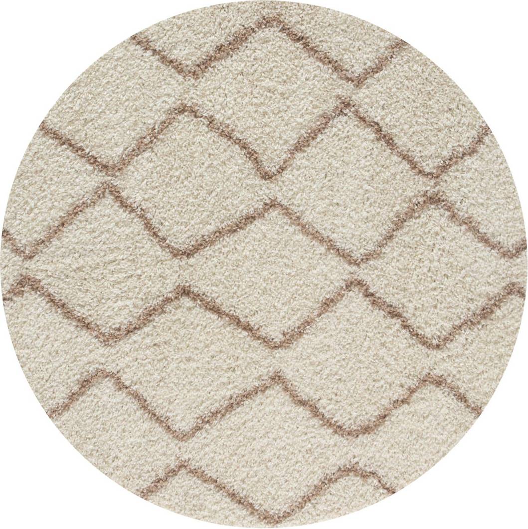 THE RUGS Moroccan Shaggy Collection Rug Boho Design 120 cm - Ivory/Beige Beige