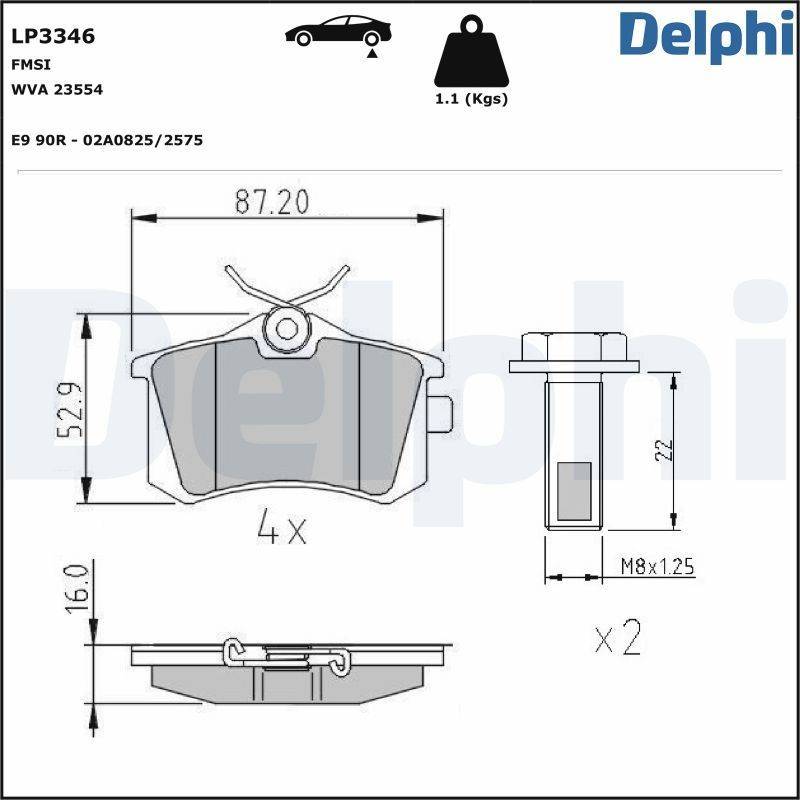 Delphi Disc Brake Pad Set LP3346