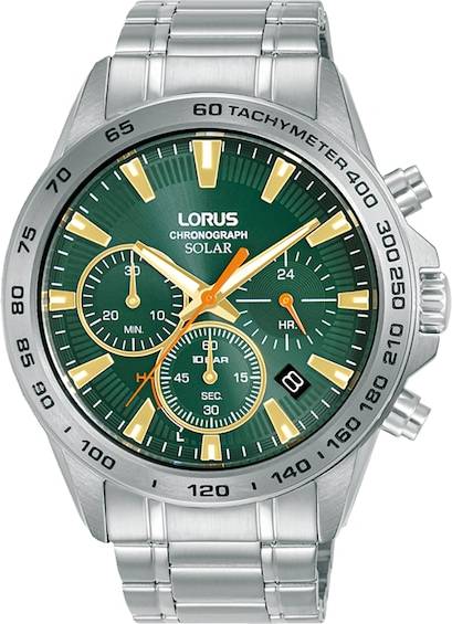 Lorus Solar Green Chronograph Watch RZ505AX9 Silver