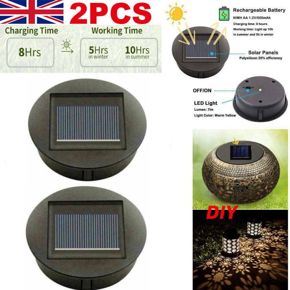 Garden Solar Powered Replacement Round LED Light Box Fit 2 pcs