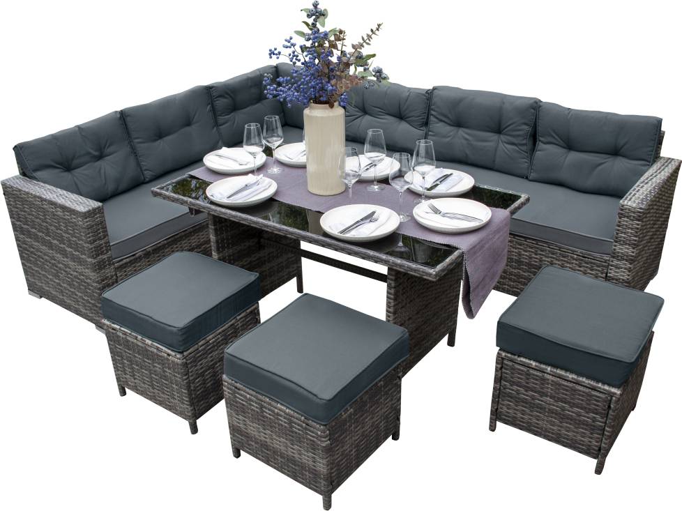 Rattan lounge MonsterShop Rattan Corner - Grey Outdoor Lounge Set