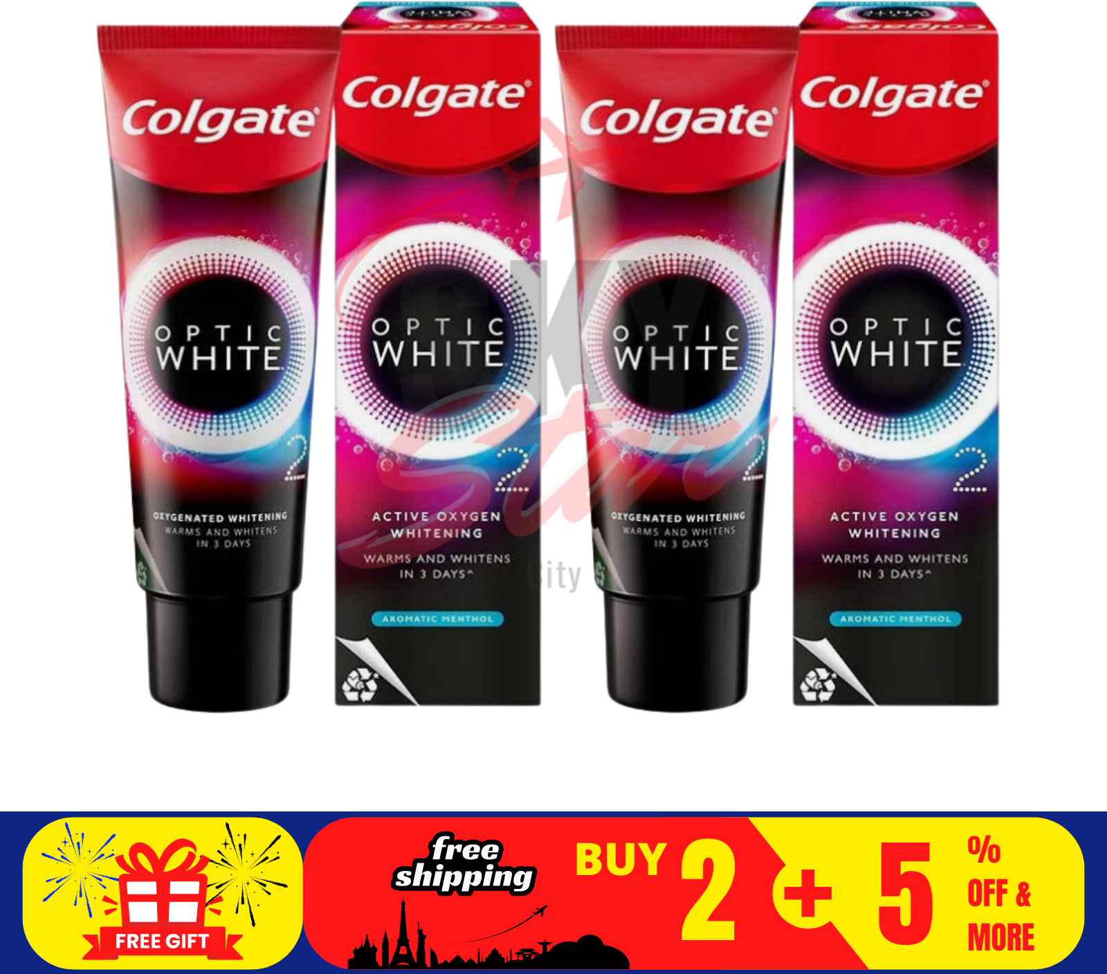 Colgate optic white Colgate Optic White O2 Active Oxygen Whitening Toothpaste 85g 2 Packs