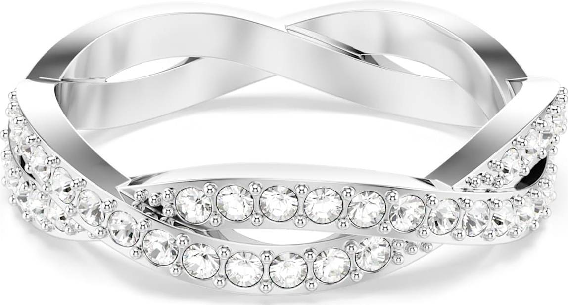 Swarovski Infinity ring, Round cut, White, Rhodium plated