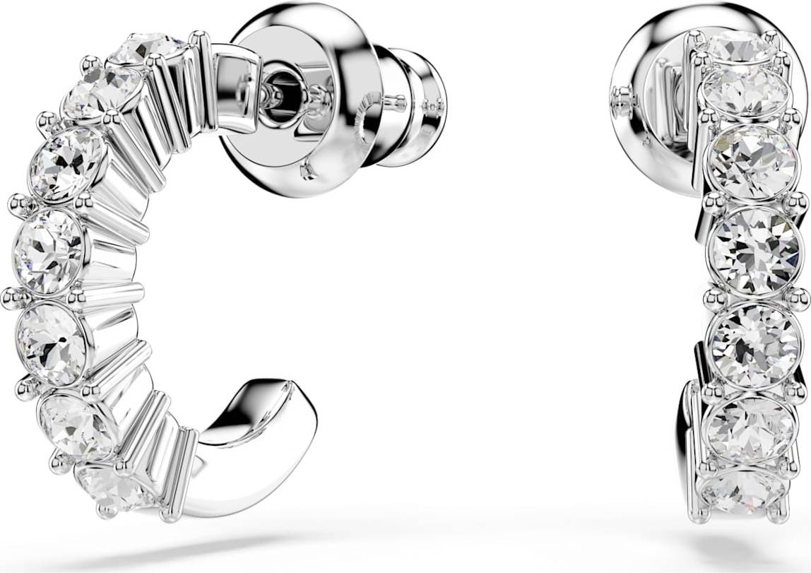 Mini hoop Swarovski Mini Hoop Rundschliff Ohrring Rhodiniert - Weiß
