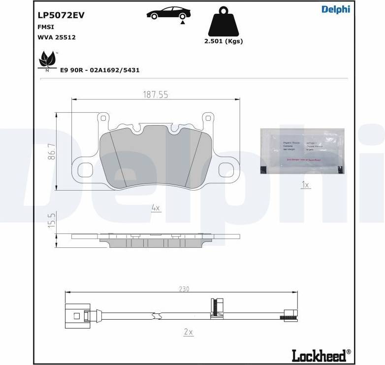 Delphi Brake Pad Set LP5072EV