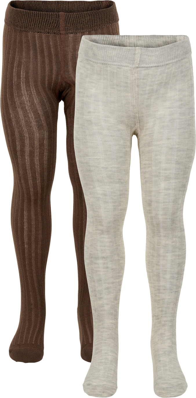 Minymo Solid Rib 2-Pack Multi Patterned Strumpbyxor