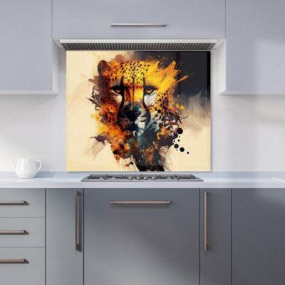 Warren Reed Warren Reed Designer Cheetah Face Splashart W700 mm x H750 mm - One Size Splash Guard