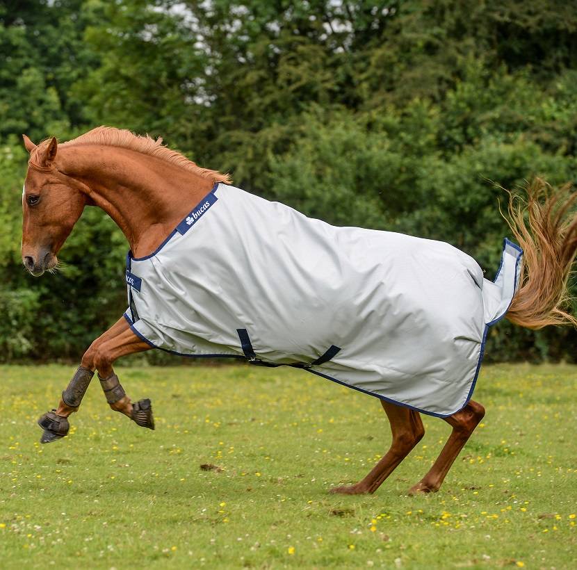 Bucas Power Turnout Rug - Silver/Dark Blue