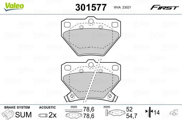 Valeo Brake Pad Set Rear Axle With Acoustic Wear Warning