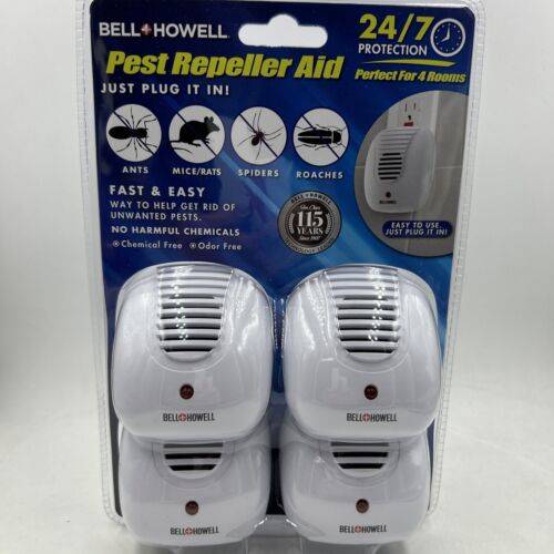 Ultrasonic pest repeller Bell & Howell Ultrasonic Plug-In Insect Rodent Pest Repeller 4 pc Rats Mice Roaches Nip - White