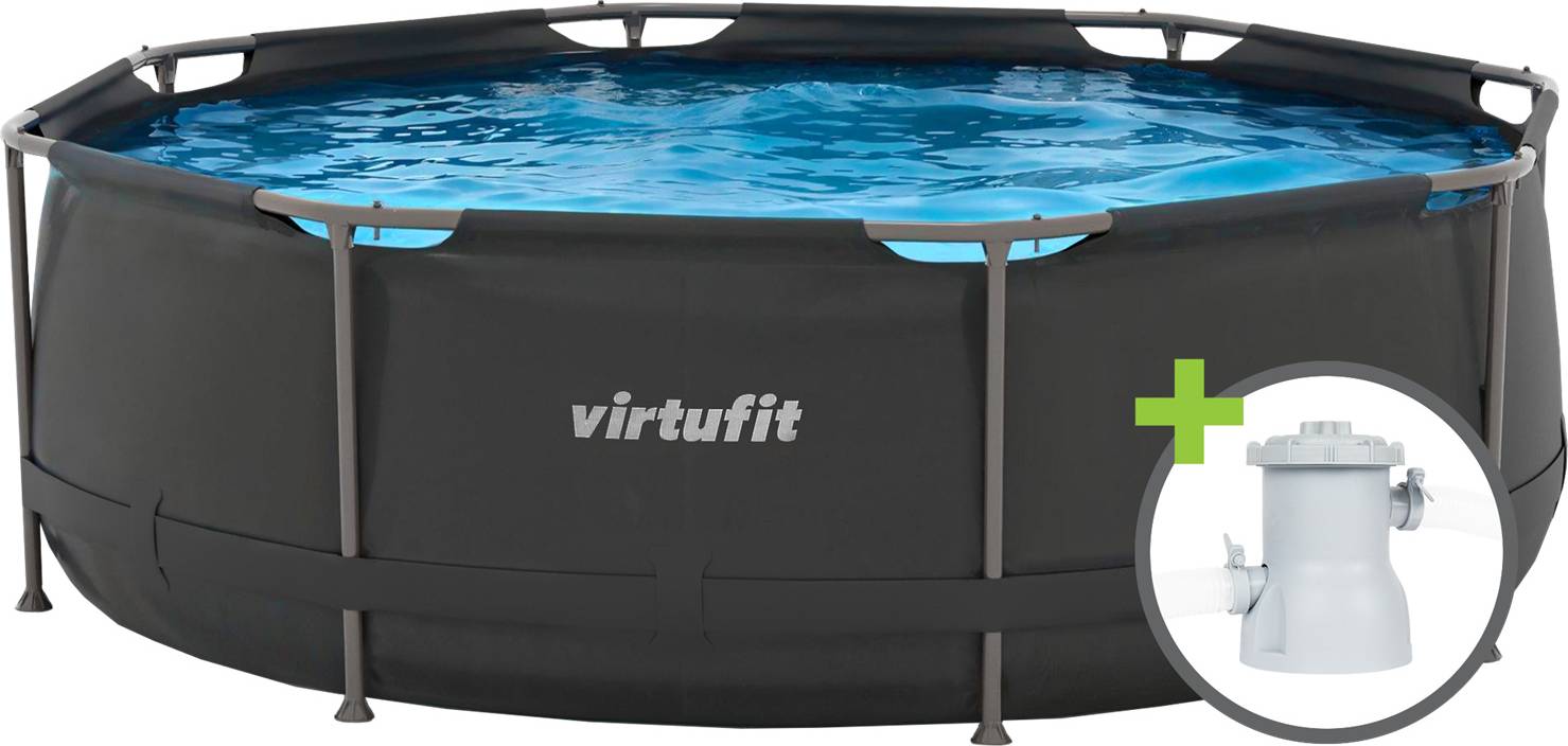 Virtufit Rundes Frame Pool 244 cm Inklusive Filterpumpe