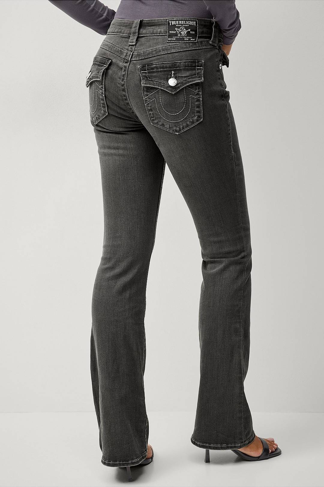 Becca Mid Rise Bootcut Flap - Grey