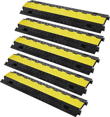 VEVOR 5PCs Cable Protector Ramp 2Channel 22000lbs Load TPU Wire Cable Cover Ramp