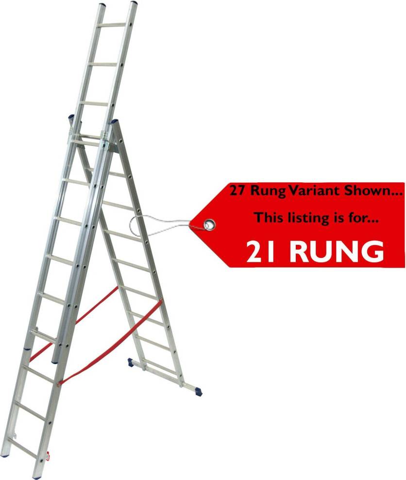 Triple extension ladder Loops 21 Rung Lightweight Combination Ladder Triple Extension Step & Staircase Stair