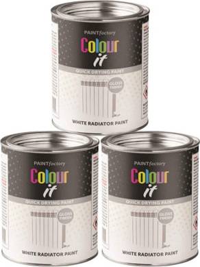 Paintfactory 3X Paint Factory Colour It Radiator Paint Tin 300 Ml Radiator Paint