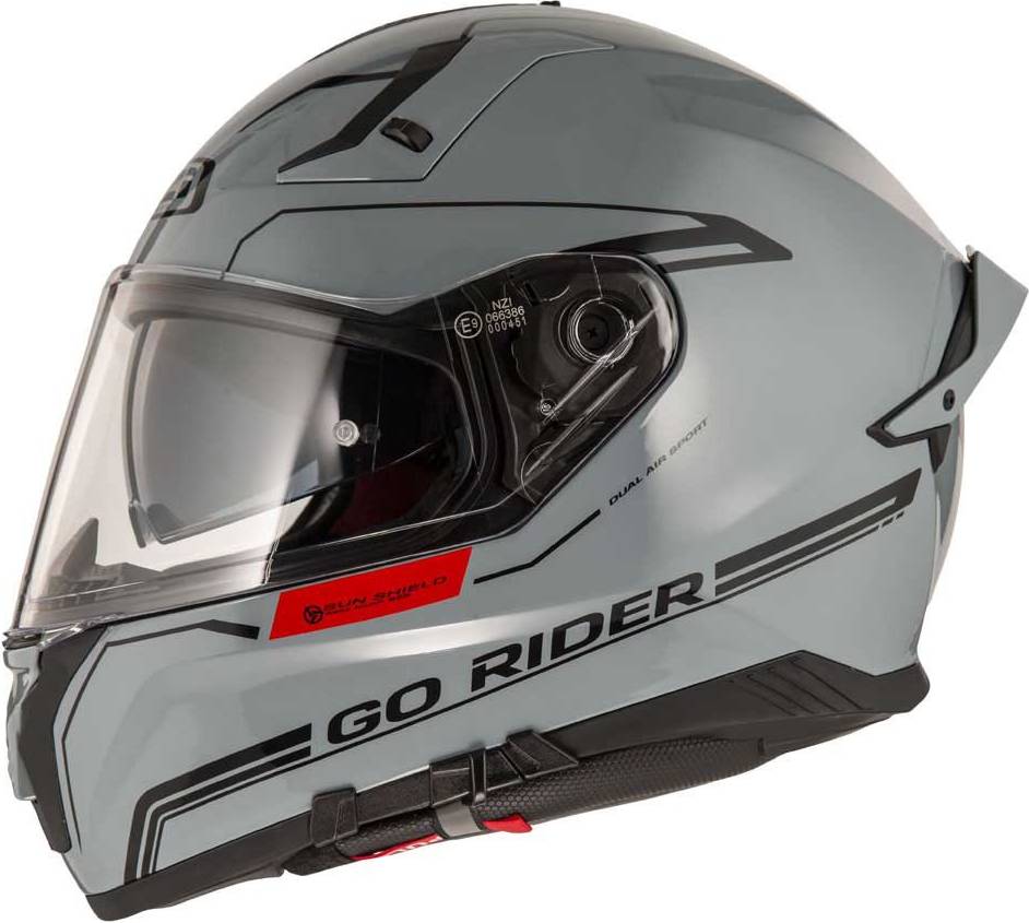 Go Rider Stream Solid Full Face Helmet - Gris