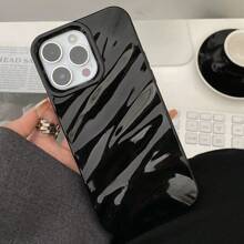 Shein Black Concise 3D Wave Pattern Phone Case Compatible With IPhone 15/15Pro Max/15Pro/11/12/13/14Pro Max/11Pro/11Pro Max/12Pro/12Pro Max/13Pro/13Pro Max/14Pro/14Pro Max, Soft Shell Creative And Minimalist Design