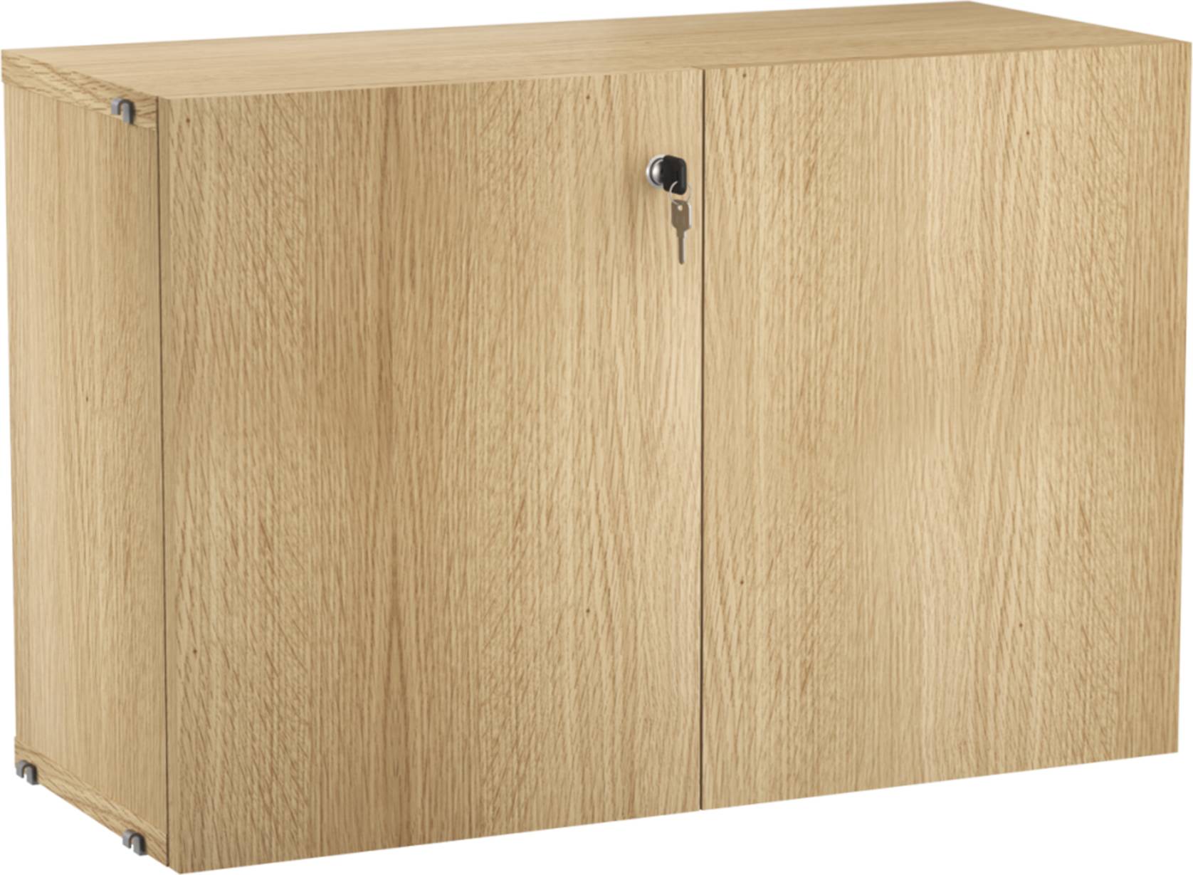 String With Lock Oak Storage Cabinet