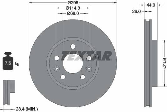 Textar Brake Disc PRO 92300703