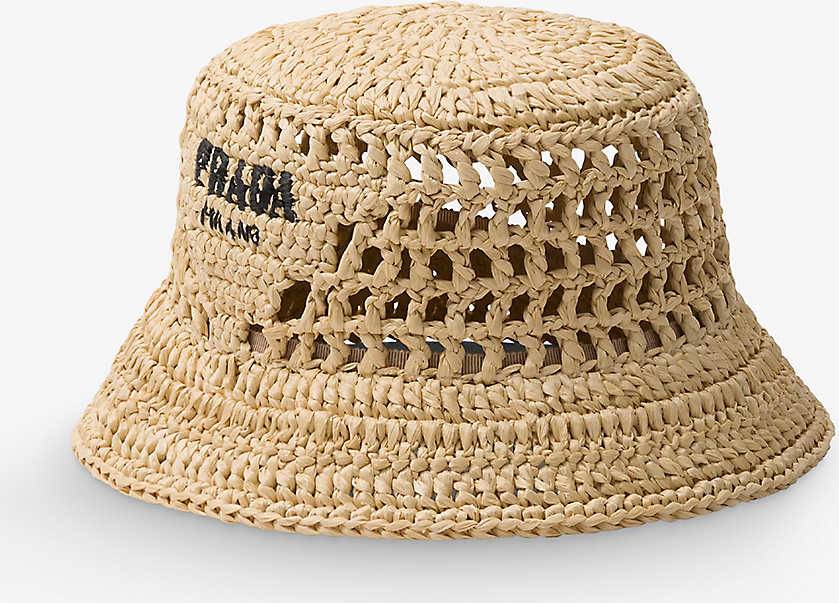 Prada Vävd Raffia Hinkhatt - Beige